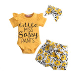 Girl Clothes Infant Baby Girl Sets Letter Romper+Flower Print Pants+Hairband Baby Girl Outfits 0-24M Baby Ensemble