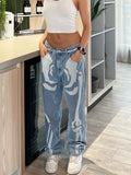 Printed Jeans Women High Waist Y2K Streetwear 90S Baggy Jeans Pants Denim Trousers Harajuku Cargo Straight Wide Leg