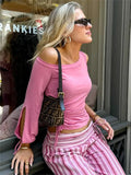 Pink One Shoulder Drawstring Top-Outfit