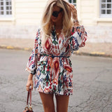 Women Print Kimono With Belt Long Blouse Summer Casual Top Holiday Clothes Chic