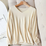 2021 autumn winter Sweater Knitted Pullover women v-neck oversize sweater female loose long sleeve sweater top