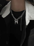 Butterfly Pendant Link Chain Necklace- Outfit