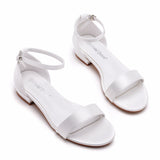 Cm Square Sandals Shallow Mouth With Buckle Sandals Ivory White Silk Satin Bridal White Sandals