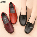 Women Flat Shoes Leather Casual Loafers Female Fashion Slip On Moccasins Mother Shoes Comfort Ladies