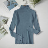 2021 Autumn Winter Sweater Knitted Women Khaki Long Sleeve Slim Casual Turtleneck Pullover Ladies White