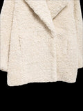 White Faux Fur Effect Turn Down Collar Coat- Outfit