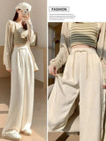 Chinese Style Wide-Legged Trousers 2024 New Spring And Autumn Style Straight Tube Pear-Shaped Satin Small Foreign Style Casual