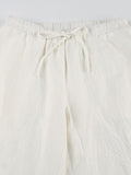 Basic Solid Color Drawstring Straight Leg Pants-Outfit