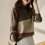 Female Set Head Spring 2025 New Foreign Style Knit Sweater Inside The Korean Version Of Loose Sweater Half Turtleneck Bottom