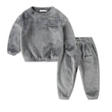 New Winter Baby Boy Girl Thicken Pajamas Set Flannel Toddler Child Warm Pure Color Sleepwear Kids Home Suit