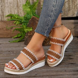 Zingj New Hemp Rope Woven Surrounding Slope With Slippers Female Thick Bottom A Word Belt 43- Outfit