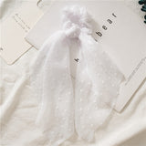 Bow Long Ribbon Hair Scrunchie Chiffon Floral Print Sweet Elastic Hair Band Ponytail Hair Scarf Hair Tie Hair