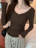 Fish Bone Design Sense Of Minority Slim Bottomed Shirt Women's Autumn New Long-Sleeved T-Shirt Shows Thin