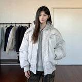 Curved Flying Cotton Jacket Boxy Loose Warm Cotton Coat Men And Women The Same Fried Street