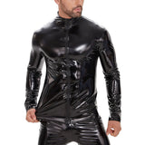 Zingj For Men's PVC High Bright Patent Leather Coat Sexy Leather Leather Coat No Odor Size