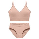 Sexy Seamless Tops Set Low-waist Panties Women Wireless Underwear Suit Soft Padded Bras Set Backless Bralette