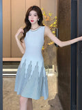 Zingj Real-Life French Style Sleeveless Knitted Dress A-Shaped Skirt With A Slim Waistcoat In