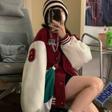 letters high quality simple baseball uniform womans jackets winter 2021 version loose lazy style korean coats