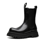 Zingj Chimney Boots High Top Leather Shoes British Wind Thick Bottom Sleeve Trend Locomotive Slim Martin Boots