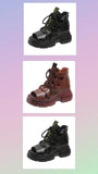 New Fish Mouth Roman Sandals With Thick Soles Raised Open Toe Cool Boots Women's Retro High Top Hollowed-Out Muffin Sandals
