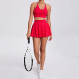 Zingj Casual Bra Short Skirt Running Sports Fitness Suit Breathable Yoga Nude Tennis Suit Two-Piece Set-Outfit