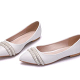Wedding Shoes Crystal Shoes Wedding Dress Wedding Dress Comfortable Korean Version Of Tuxed Pearl Water Diamond Dinner White Women
