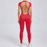 Zingj Fast Dry Yoga One Yoga Clothing Short Sleeves Back Hip Sports Fitness Clothing 89071-Outfit