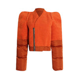 Fashion Brand Design Sense Contrast Color Coat Female 2025 Spring New Fashion Splicing Fleece Short Women's