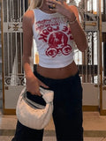 Eye Look Graphic Crop Tank Top- Outfit