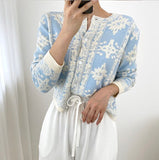 Autumn 2020 Embroidered Sweater Cardigan Women Button Up Knitted Sweater Long Sleeve Korean Fashion