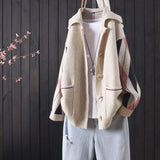 Spring and Autumn New Products Loose Lapel Button Knit Cardigan Women's Diamond Plaid Fashion Casual Sweater