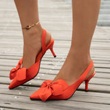 Zingj Heel Sandals Women 2024 Summer Pointed Fashion Bow Baotou Back Empty Thin Heel Fashion Women's