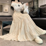 Solid Color High Waist Umbrella Maxi SkirtOutfit