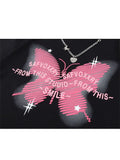 T-shirt Black Y2k Streetwear Letter Printed Gothic Female BF Style T Shirt Kawaii O-Neck Short Sleeve Loose Oversized