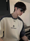 Zingj Short-Sleeved T-Shirt Men And Women Loose Casual Retro Shoulder Sleeve Ins Simple Thin Letter Versatile