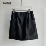 2021 New Women PU Jackets Fashion Female Streetwear Coat + Leather Skirt Office Lady A-line Short