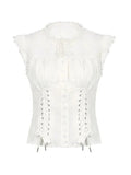 Strap Slim Short Sleeve Blouse-Outfit