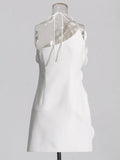Spring 2025 New Fashion Sexy Slanted Shoulder Three-Dimensional Flower Design Feel Waist High Sense Short Dress