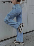 Trousers Overalls Vintage Cargo Pants Baggy Jeans Women Fashion 90s Streetwear Pockets Wide Leg High Waist Straight