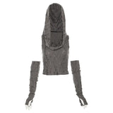 Zingj 2023 New Waste Dirt Street Hot Girl Sexy Slim Hole Hollow Sweater Sleeve Top Suit-Outfit