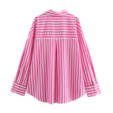 Casual Shirt 2025 Spring And Summer Temperament Long-Sleeved Collar Loose Striped Print Female