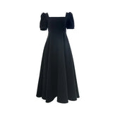 Zingj Dress Female 2024 Summer New Ins Tea Break Skirt Temperament Square Get Over The Knee Long Hepburn Style Little Black Skirt-Outfit