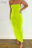 Elegant Fashion Halter Sexy Backless Draped Maxi Dress Women Summer Club Party Long Straps Shift Dresses