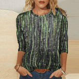 Women Round Neck Sexy Shirts Fashion 2022 New Printing Office Lady Top Blusa Fashion Autumn Spring 3/4 Sleeve Pullovers
