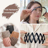 New Women Girls Portable Stretch Fold Hairbands Sweet Headband Convenience Hair Hold Hoop Decorate Fashion Hair