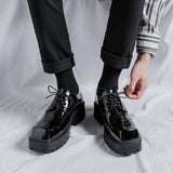 2025 New Youth Square Head British Wind With Thick Bottom Niche Casual Daily Leather Shoes