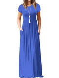 Elegant Long Summer Dress Women Short Sleeve Maxi Dress Ladies Party Casual Dresses Female Robe Femme Green Red