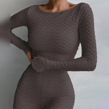 Women Autumn Winter Long Sleeve Crop Tops Long Pants Sportswear Two Piece Set Suit 2020 Female Clothing