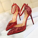 Zingj Thin With High With Shallow Mouth Pointed Hollow Sequins Sexy Nightclub Show Thin A