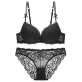 Sexy Lace 3/4 Cup Bra Sets For Women Wireless Thin Cotton Breathable Comfortable Underwear Solid color Lingerie